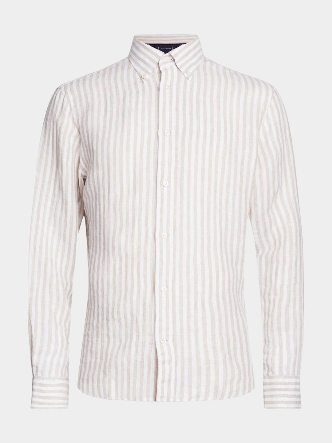 Tommy Hilfiger Casual hemd lange mouw beige DC vet linnen gestreept overhemd