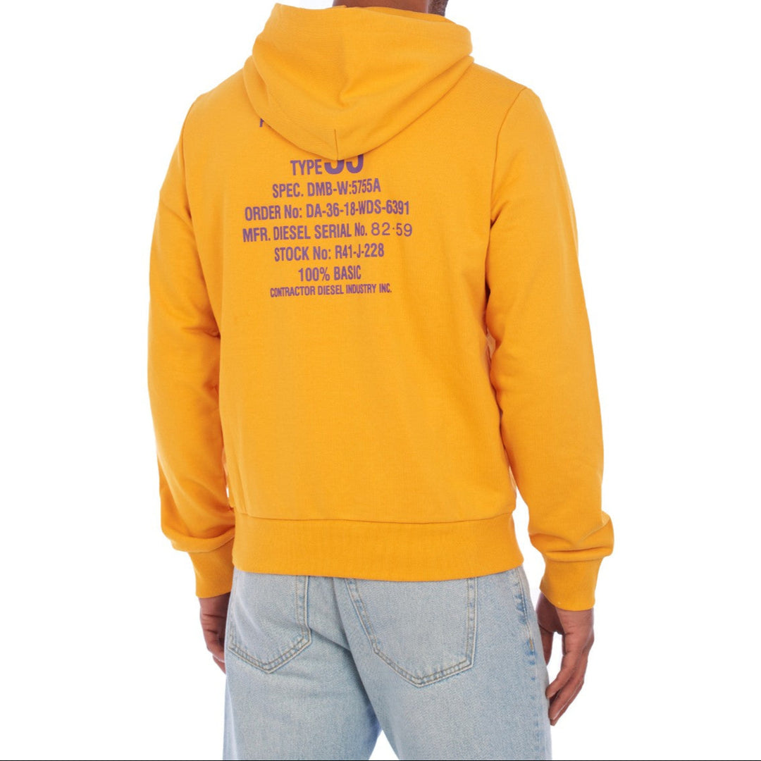 Diesel Modern Text Design Hoodie Geel