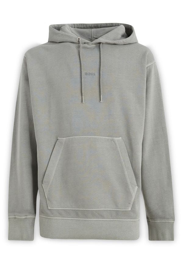 Grijze katoenen hoodie met logodetail en capuchon - Hoodie
