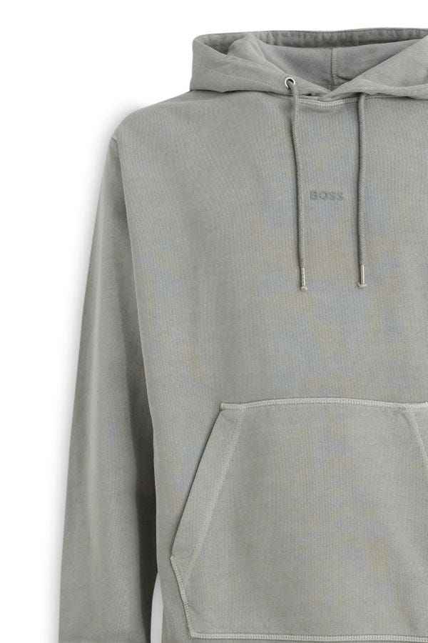 Grijze katoenen hoodie met logodetail en capuchon - Hoodie