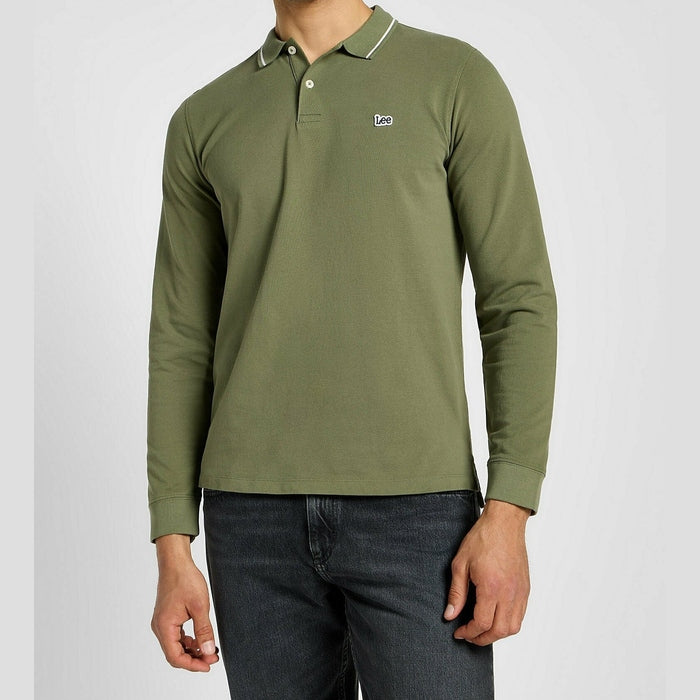 Lee Heren Piqué Poloshirt met Lange Mouwen Groen