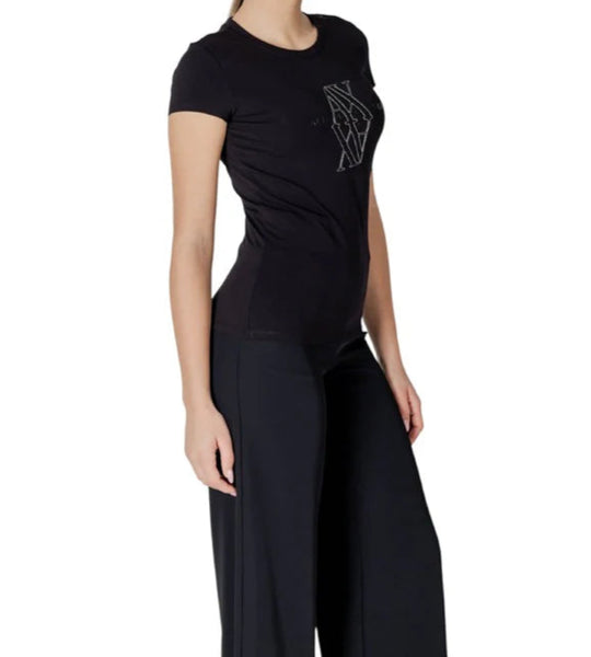 Armani Exchange Women's Black Print Short Sleeve T-Shirt