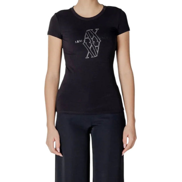 Armani Exchange dames zwart print T-shirt met korte mouwen