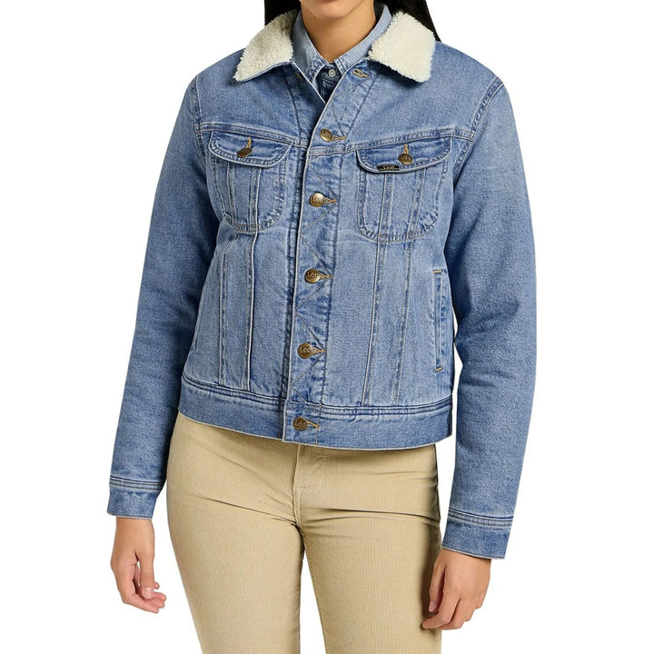 Lee Dames Sherpa Rider Denim Jack Blauw