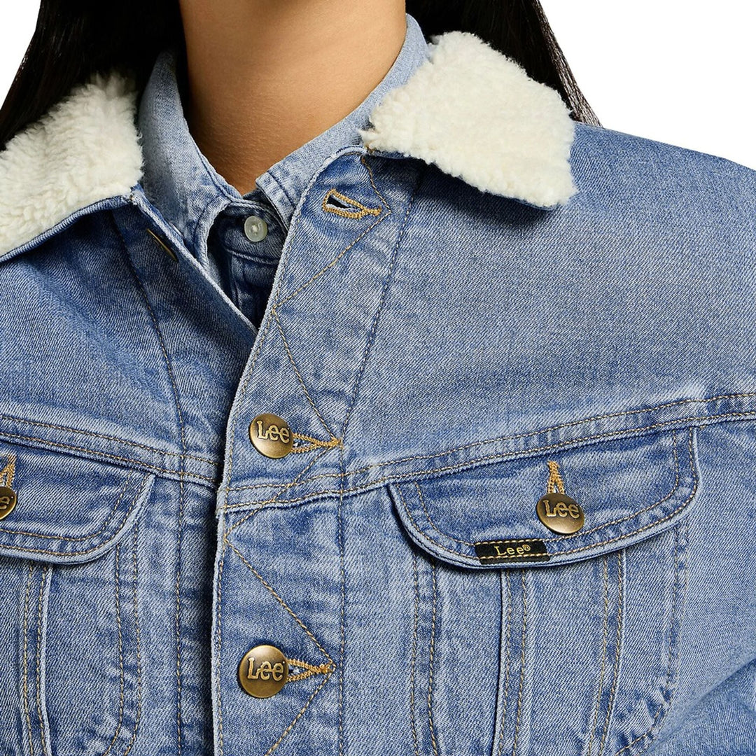 Lee Dames Sherpa Rider Denim Jack Blauw