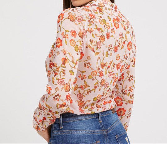 Dames casual overhemd met bloemenprint en Cubaanse kraag
