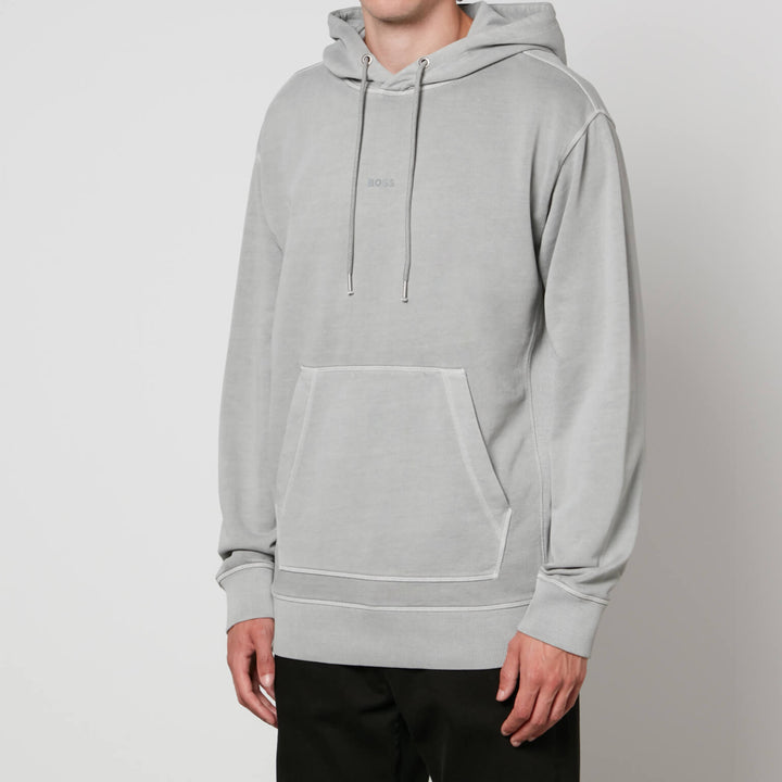 Grijze katoenen hoodie met logodetail en capuchon - Hoodie