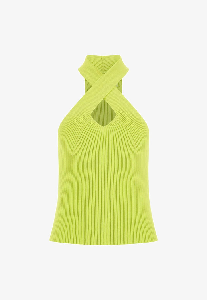 Guess Claire Crisscross-neck geribbelde tanktop voor dames