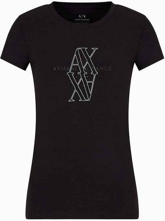 Armani Exchange dames zwart print T-shirt met korte mouwen