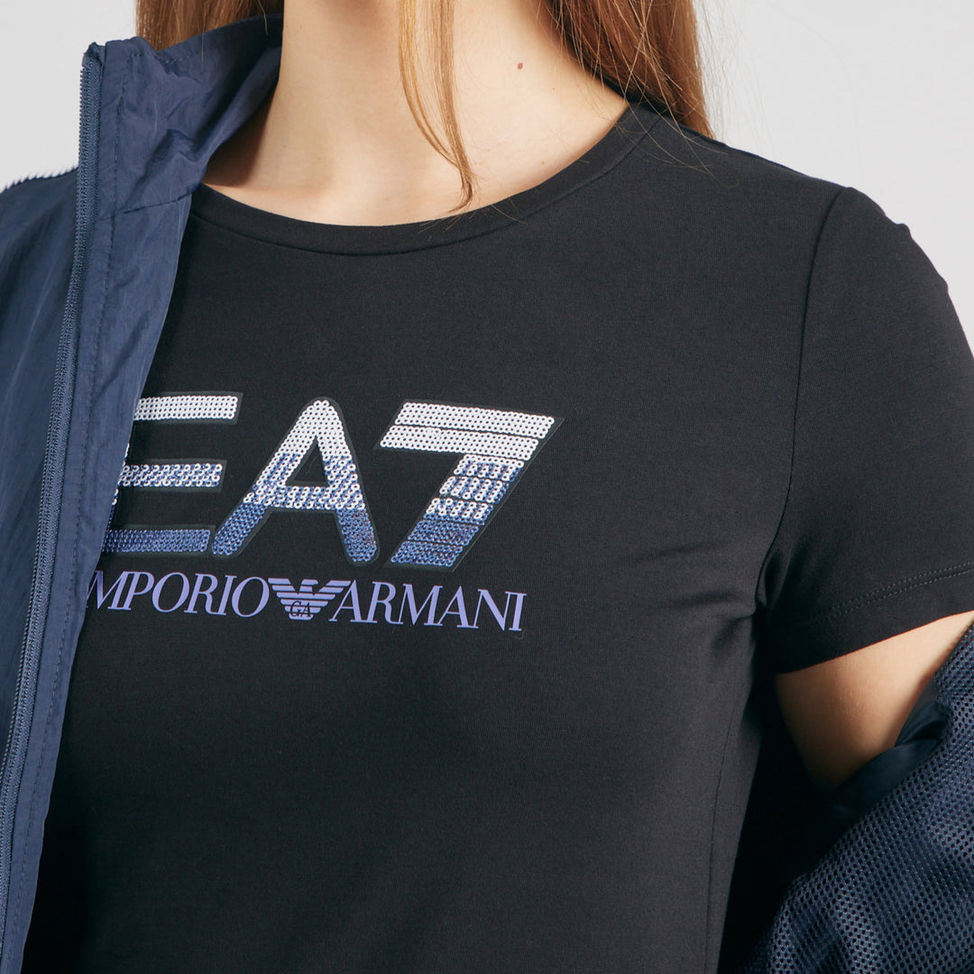 Emporio Armani EA7 Dames T-shirt met korte mouwen, zwart
