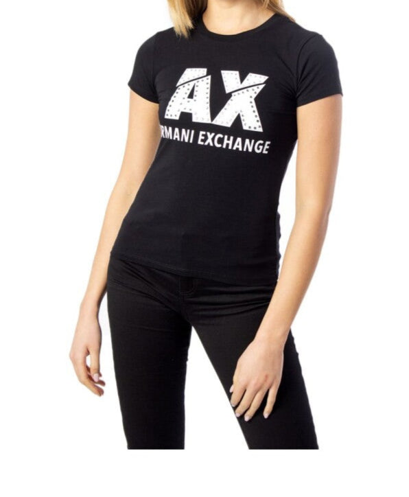 Armani Exchange Dames T-shirt met print, zwart