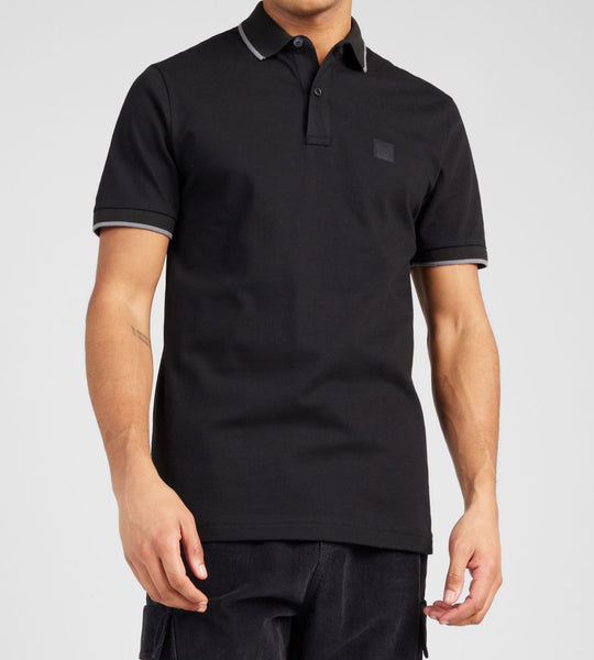 Boss Orange Passertip Poloshirt met korte mouwen, zwart