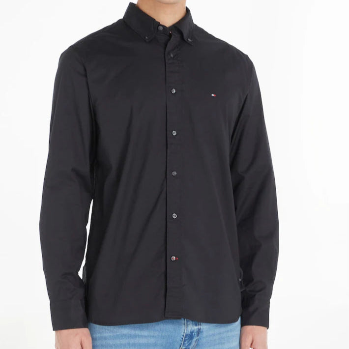 Tommy Hilfiger Heren Overhemden Core Flex Poplin Zwart