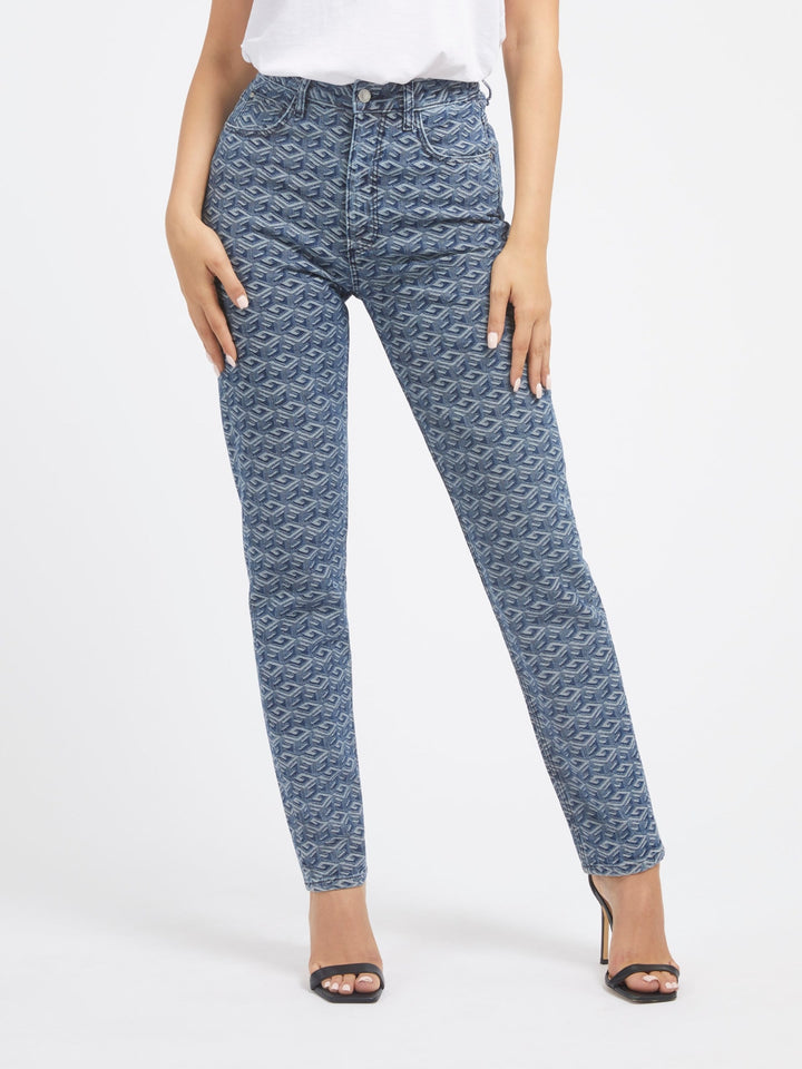 Guess G Cube Logo Mom Denim Broek