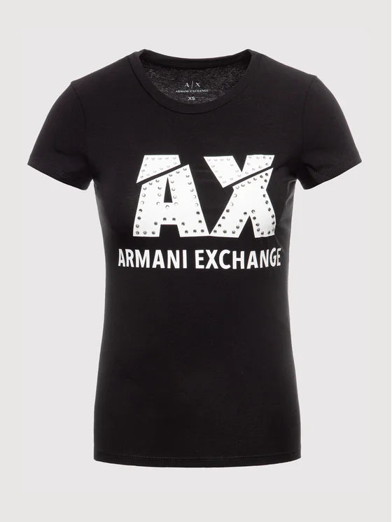 Armani Exchange Dames T-shirt met print, zwart