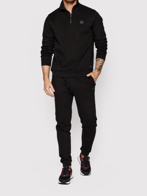 Boss Logo Patch Duurzame Half-Zip Sweatshirt