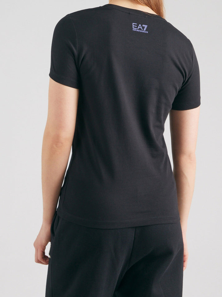 Emporio Armani EA7 Dames T-shirt met korte mouwen, zwart