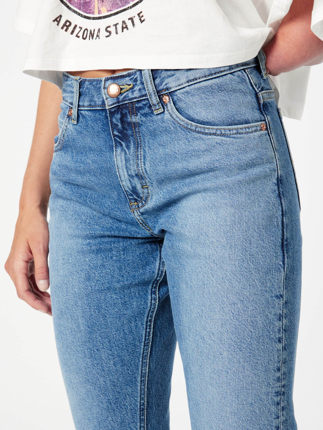 Lee Rider Slim Straight Mid Rise Jeans voor dames