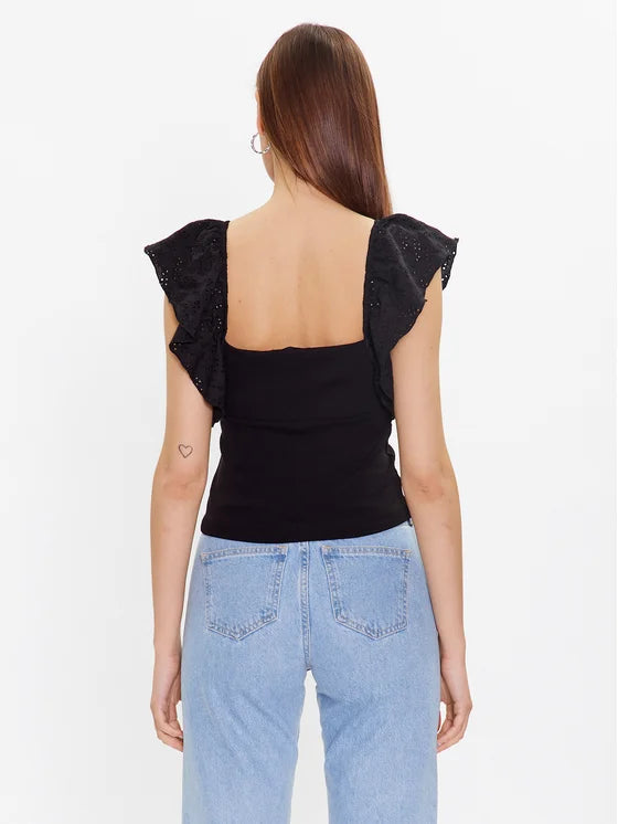Guess Raina katoenen top met ruches en sweetheart-hals voor dames