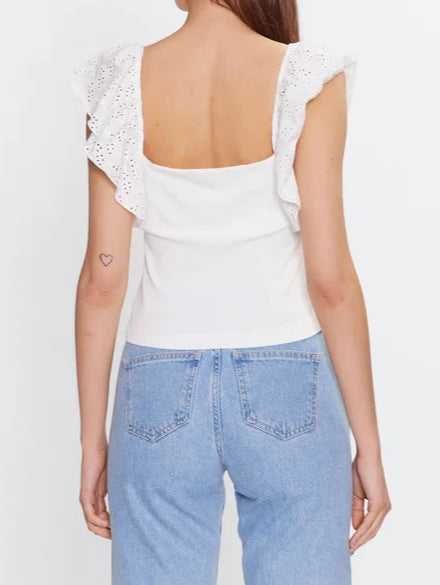 Guess Raina katoenen top met ruches en sweetheart-hals voor dames